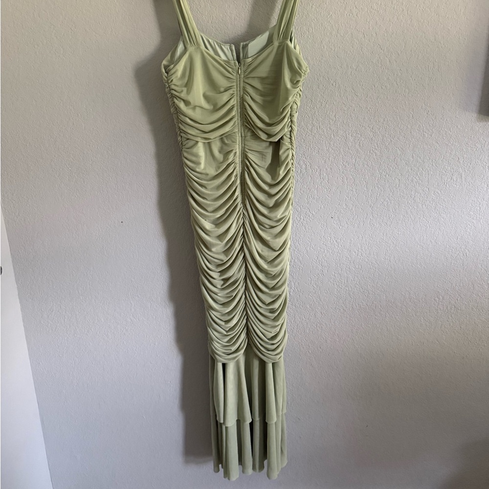 Sage Ruched Mesh Maxi Dress XL NWT – Cutout & Mermaid Hem - Picture 5 of 7